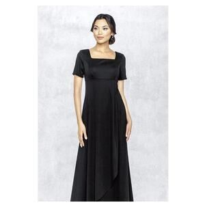 Stage Accents Performance Apparel Black Short Sleeve Square Neck Dress Size 12